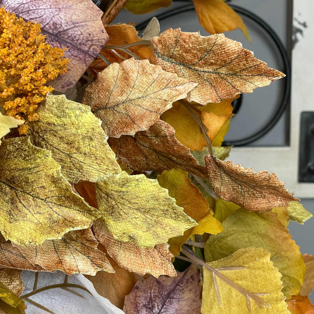 Fall Tricycle Planter Arrangement with Pumpkin & Autumn Leaves