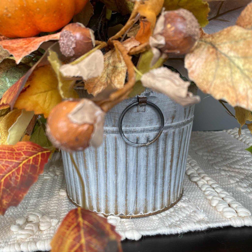 Fall Tricycle Planter Arrangement with Pumpkin & Autumn Leaves