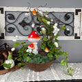 Bird Nest Centerpiece with Mushroom in Copper Glass Bowl Everyday