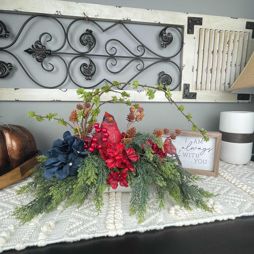 Sympathy Arrangement with Cardinal & I Am Always With You Sign