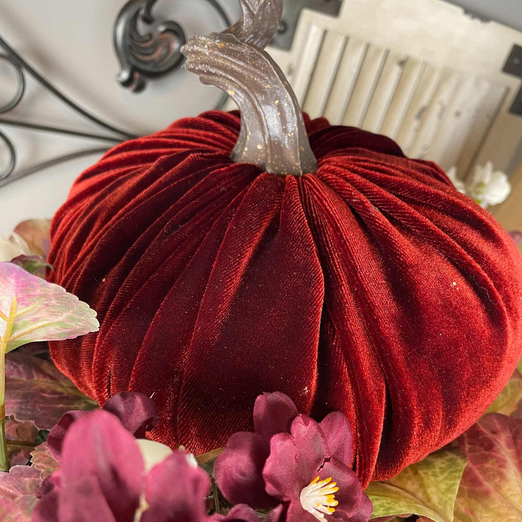 Multi Season Candlestick with Velvet Pumpkin Ornament & Lantern