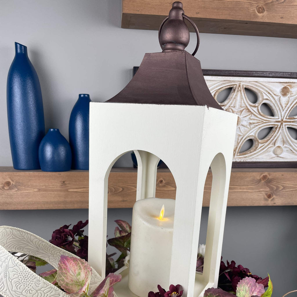 Multi Season Candlestick with Velvet Pumpkin Ornament & Lantern