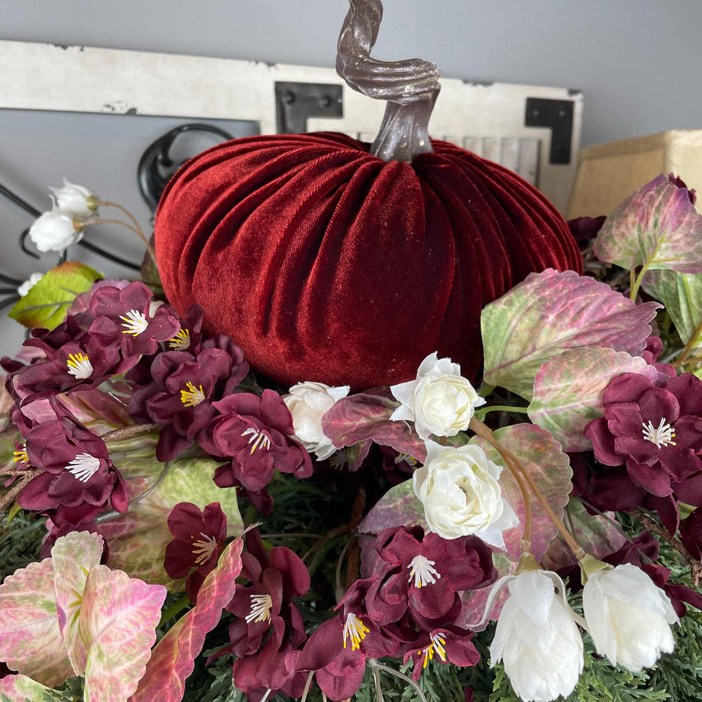 Multi Season Candlestick with Velvet Pumpkin Ornament & Lantern
