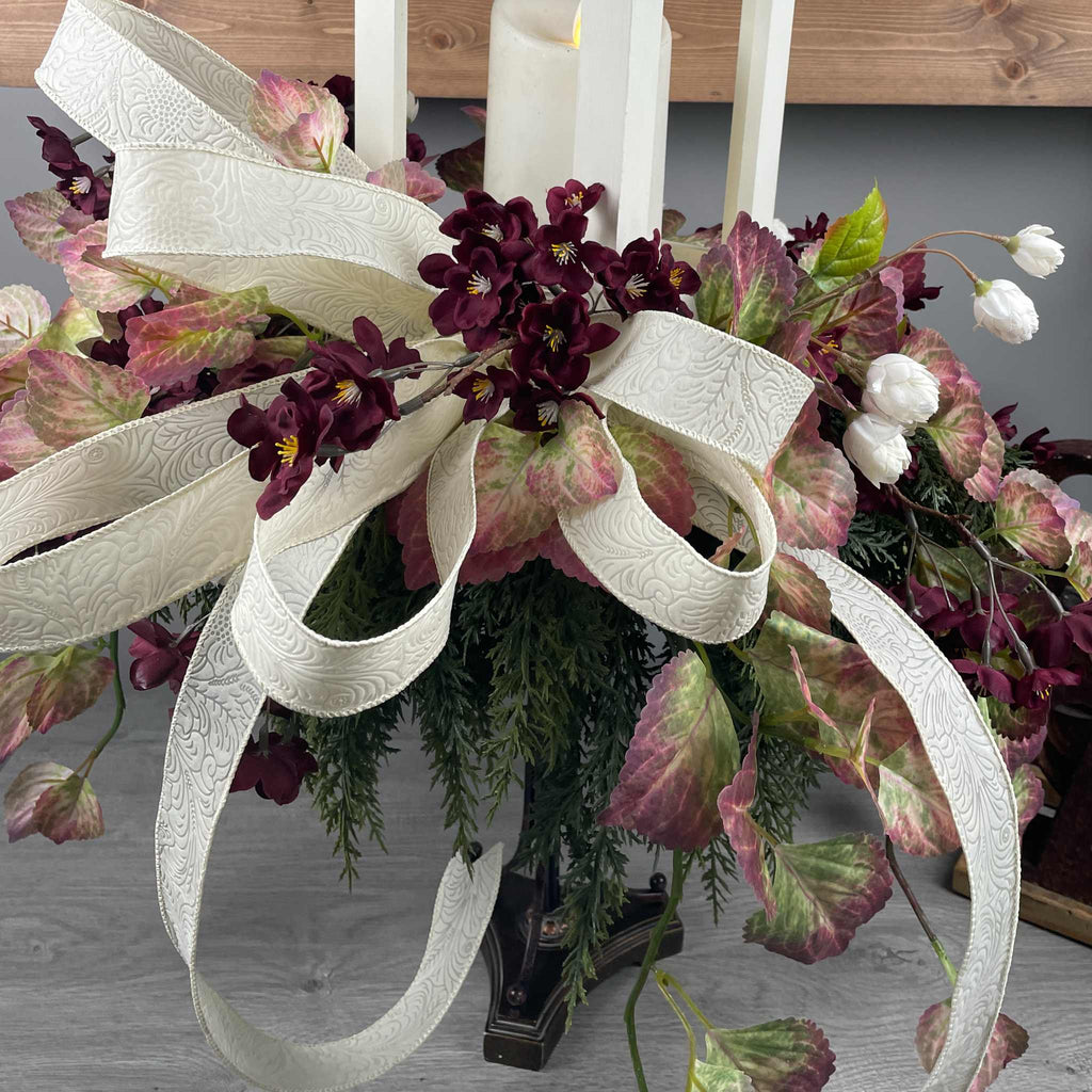 Multi Season Candlestick with Velvet Pumpkin Ornament & Lantern