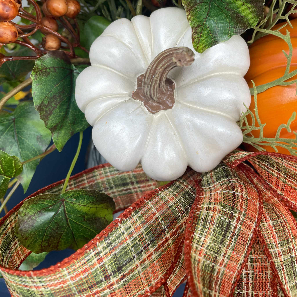 Fall Centerpiece with Pumpkins in Galvanized Metal Planter Arrangement