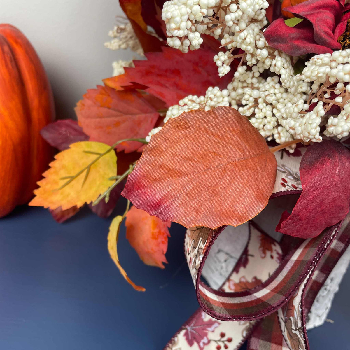 Fall Centerpiece Burgundy Sunflower Arrangement with Autumn Leaves