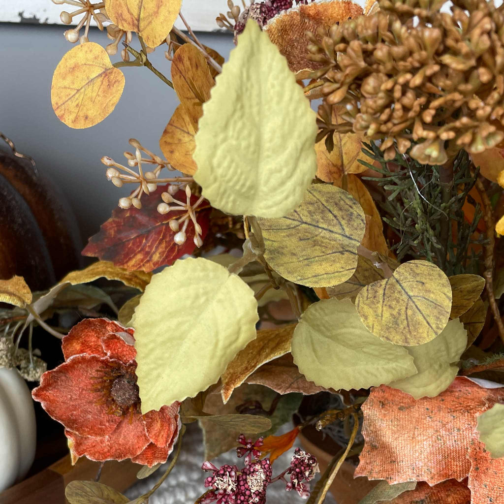 Fall Centerpiece with Sunflowers in Rustic Wood Dough Bowl Arrangement