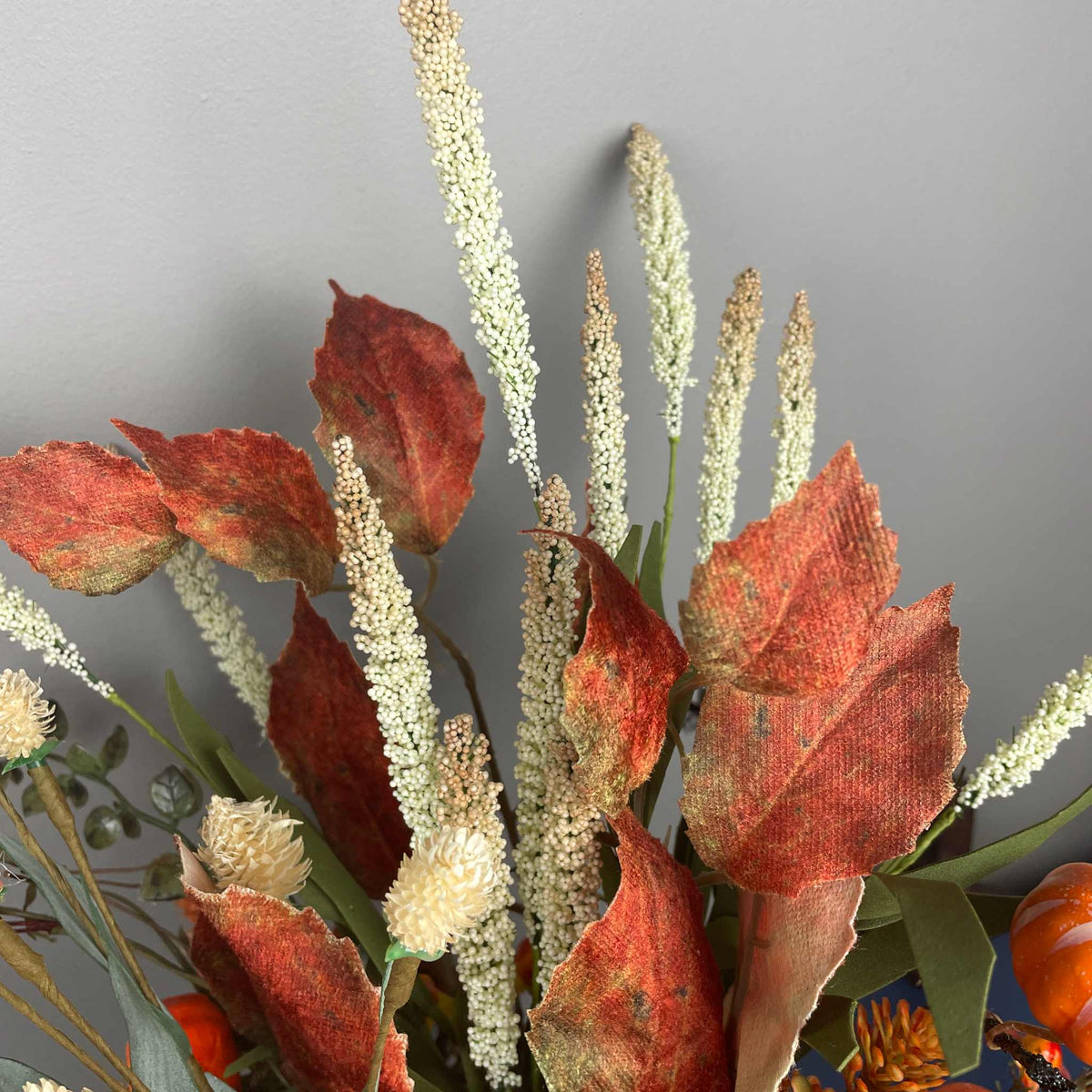 Fall Sunflower Centerpiece with Pumpkins in Rustic Brown Bark Planter