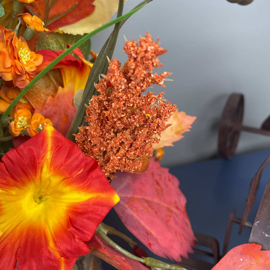 Fall Floral Arrangement in Rustic Bark Planter with Orange Lilies