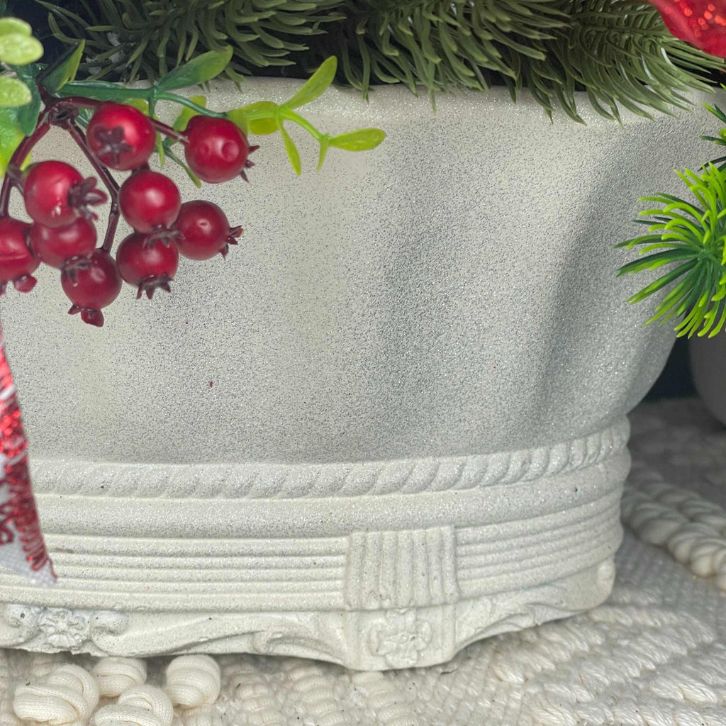 Christmas Centerpiece Red Magnolia Winter Floral Arrangement White