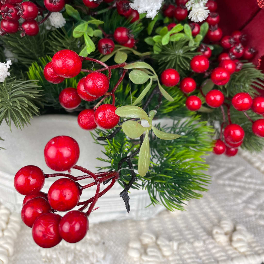 Christmas Centerpiece Red Magnolia Winter Floral Arrangement White