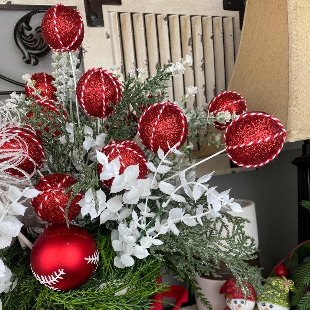 Christmas Centerpiece Santa Belt Basket Red Magnolia Arrangement