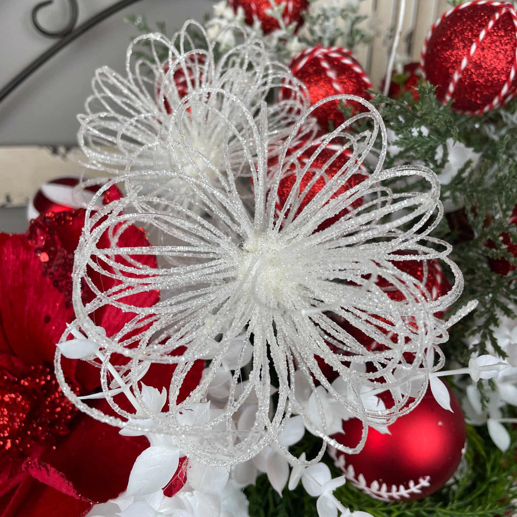 Christmas Centerpiece Santa Belt Basket Red Magnolia Arrangement