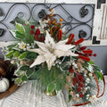 Champagne Poinsettia Christmas Centerpiece in Gold Glass Bowl