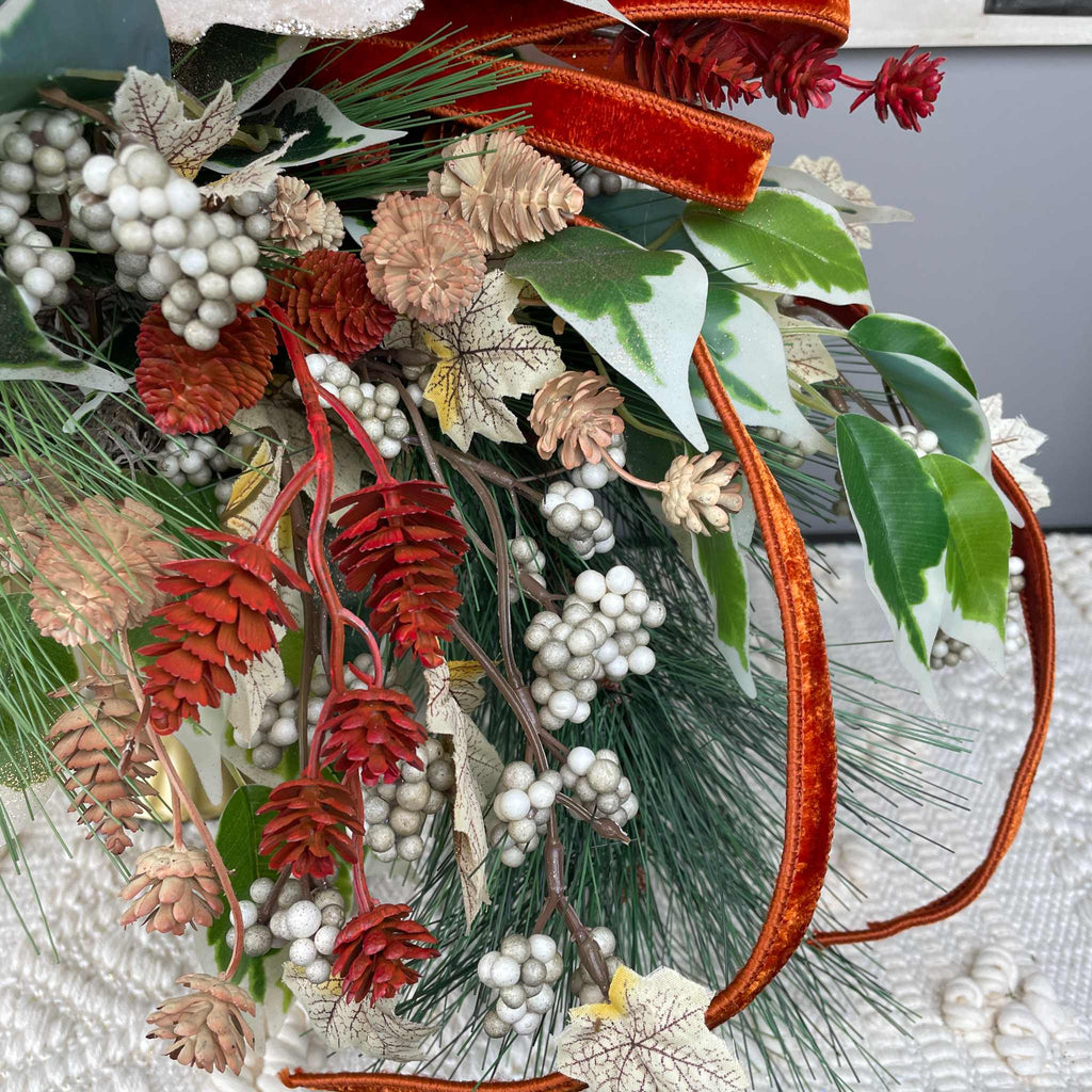 Champagne Poinsettia Christmas Centerpiece in Gold Glass Bowl