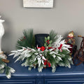 Christmas Top Hat Centerpiece in White Wood Dough Bowl - Winter Holiday