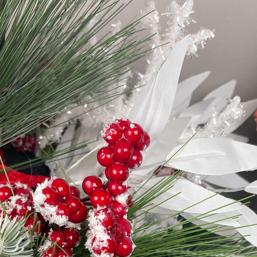 Christmas Top Hat Centerpiece in White Wood Dough Bowl - Winter Holiday