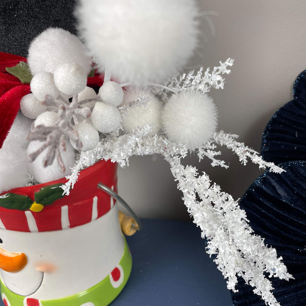 Snowman Christmas Mug Arrangement with Black Top Hat & Snowflake