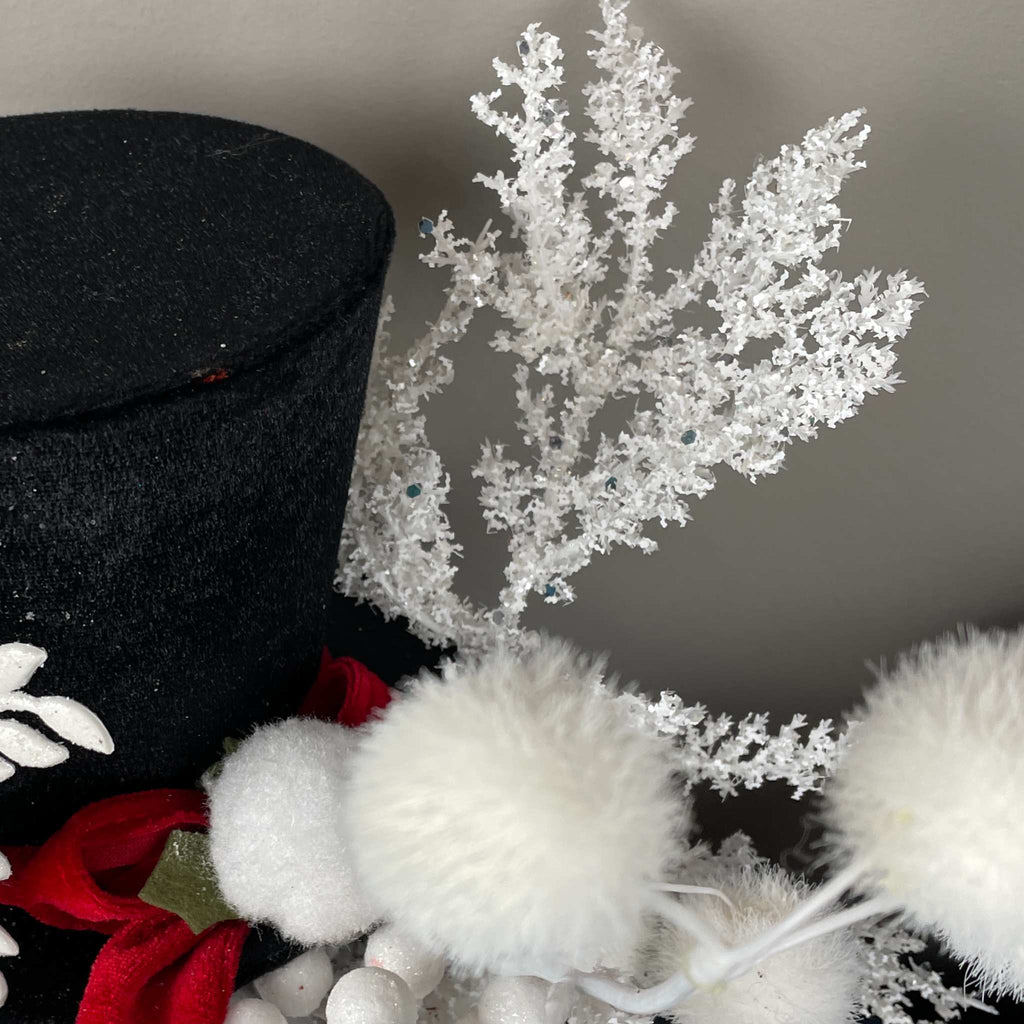 Snowman Christmas Mug Arrangement with Black Top Hat & Snowflake