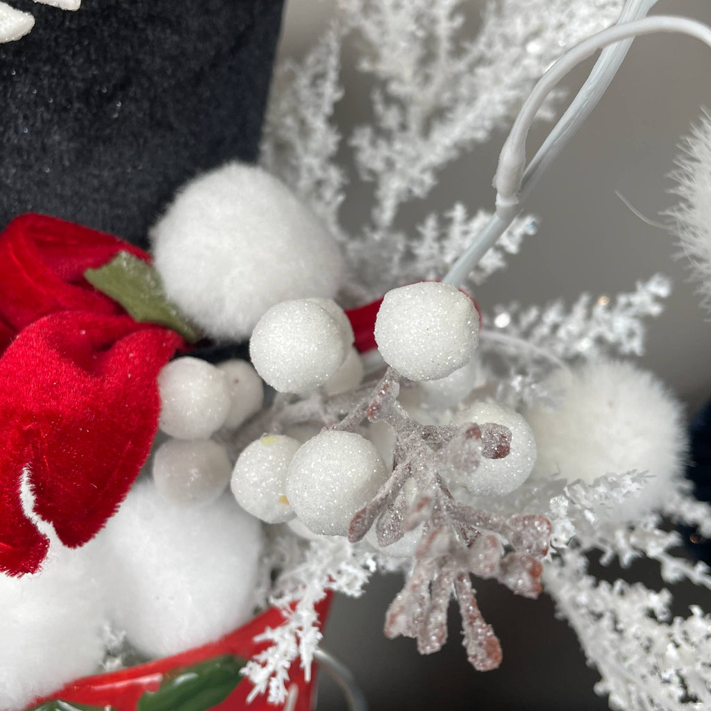 Snowman Christmas Mug Arrangement with Black Top Hat & Snowflake