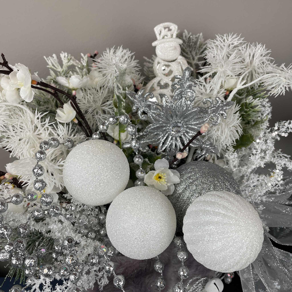 Winter Ice Skate Centerpiece with White & Silver Christmas Decor