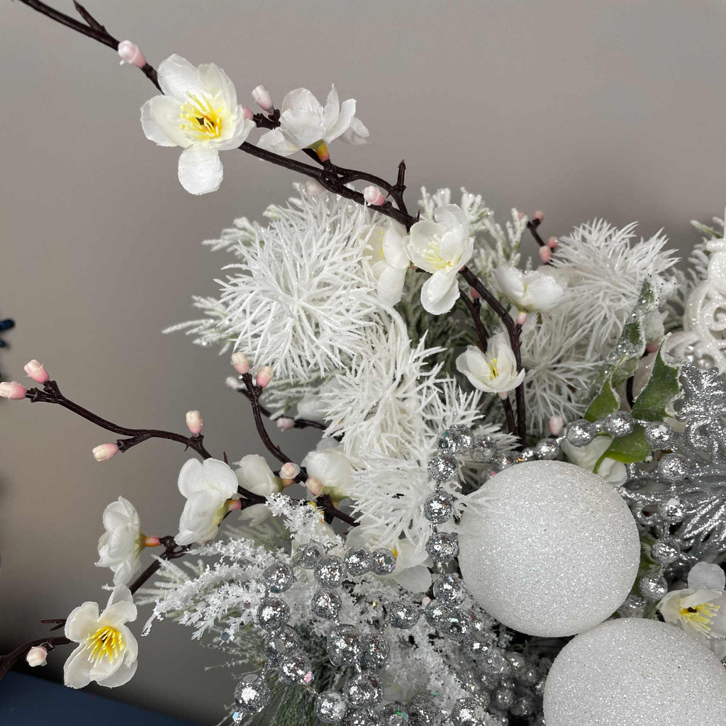 Winter Ice Skate Centerpiece with White & Silver Christmas Decor