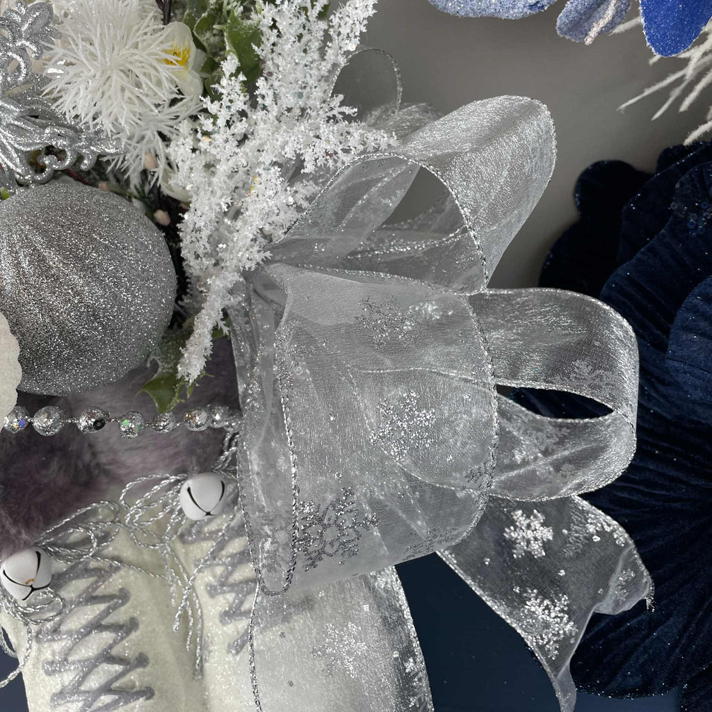 Winter Ice Skate Centerpiece with White & Silver Christmas Decor
