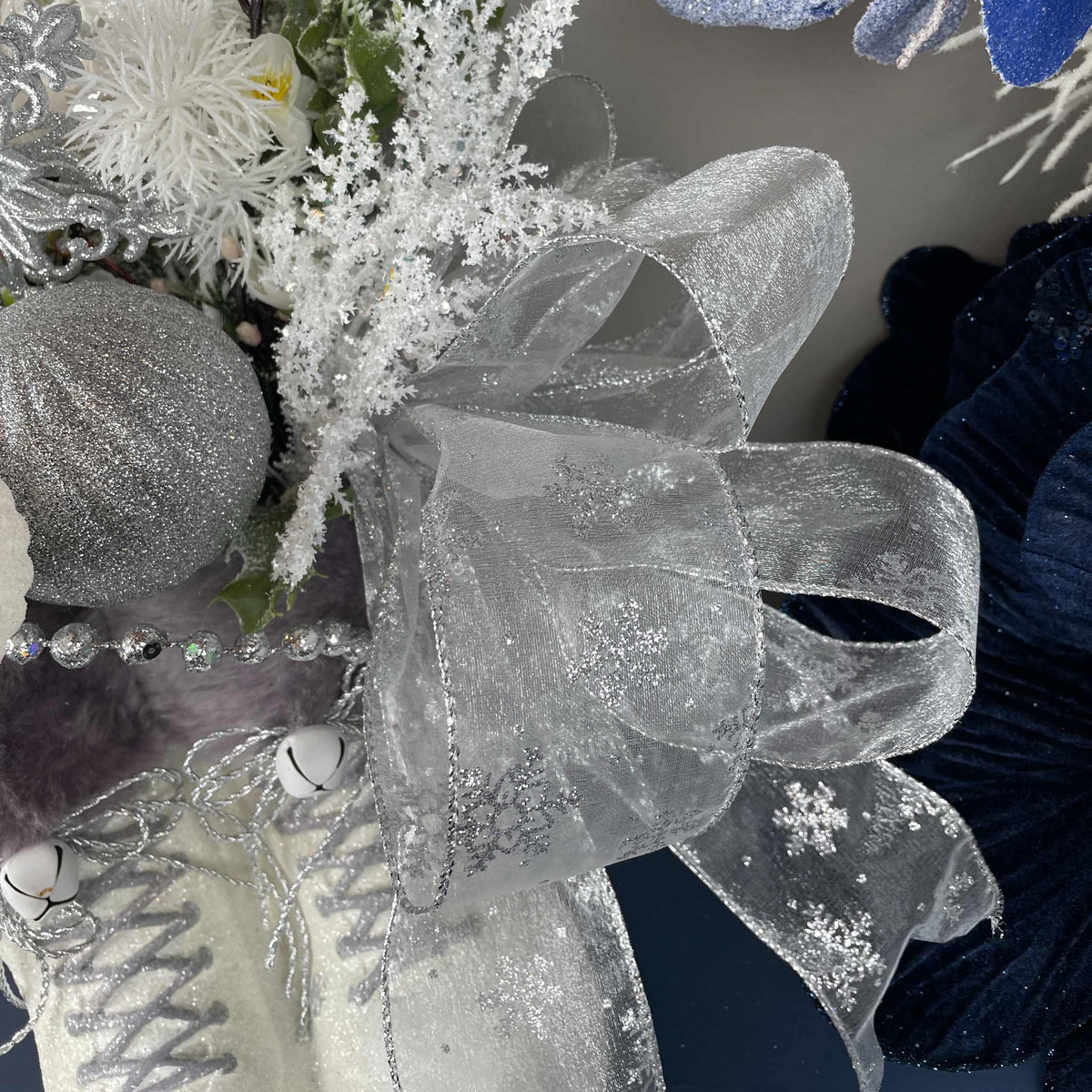 Winter Ice Skate Centerpiece with White & Silver Christmas Decor
