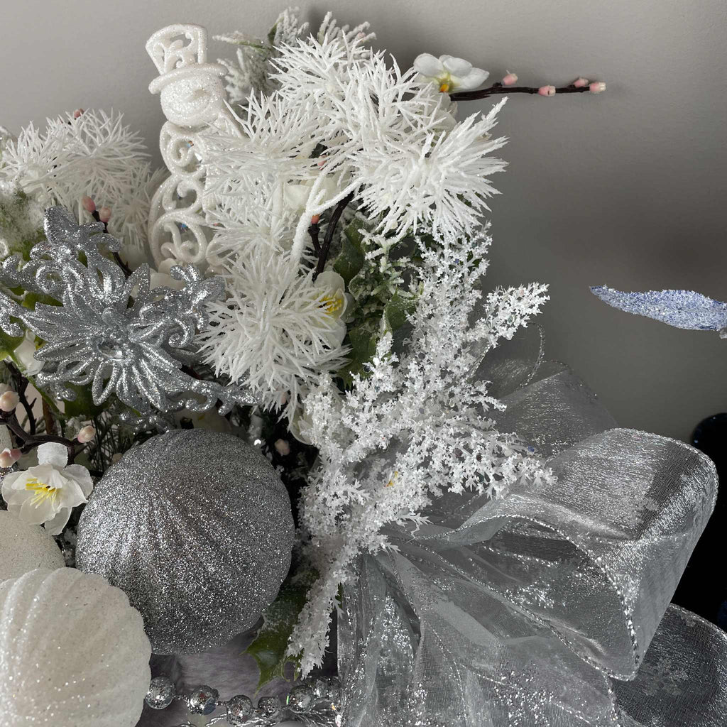 Winter Ice Skate Centerpiece with White & Silver Christmas Decor