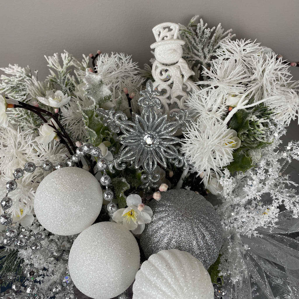 Winter Ice Skate Centerpiece with White & Silver Christmas Decor
