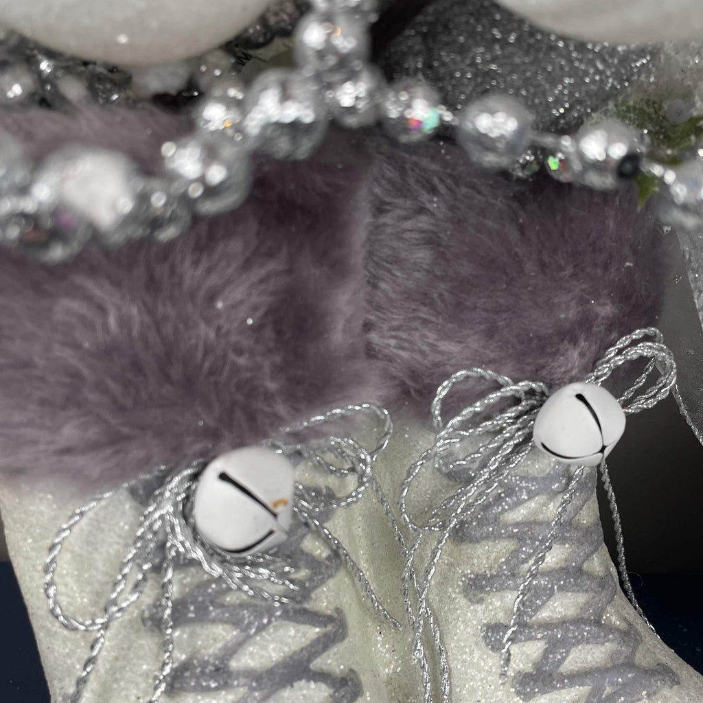 Winter Ice Skate Centerpiece with White & Silver Christmas Decor