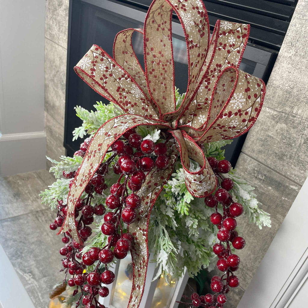 Christmas Lantern Centerpiece with Snowman and Red Berry Greenery