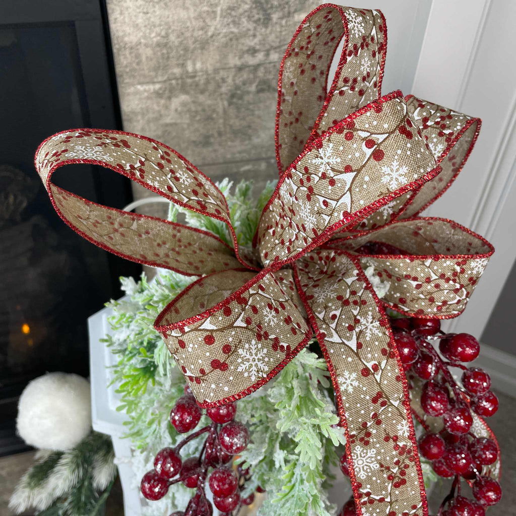 Christmas Lantern Centerpiece with Snowman and Red Berry Greenery