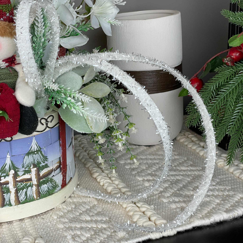 Christmas Snowman Basket Arrangement with White Flowers Plush Snowman