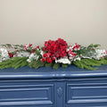 Christmas Swag Centerpiece Red Hydrangea Snowy Pine